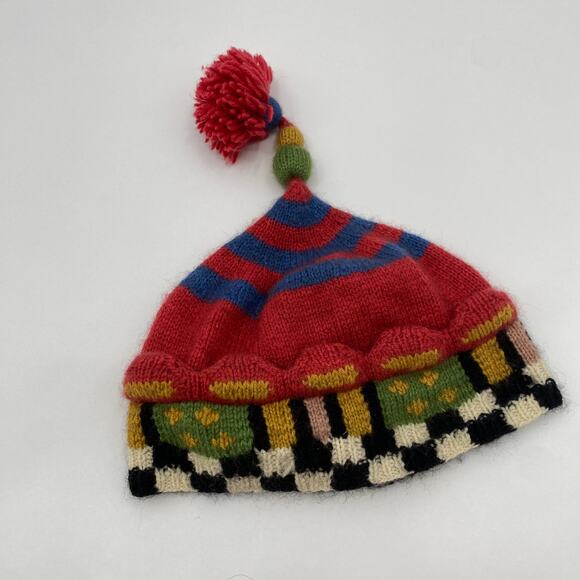 Mackenzie childs red colorful funky beanie
